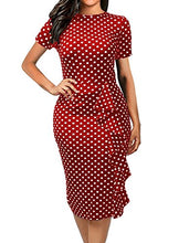 Load image into Gallery viewer, CISMARK Women's Polka Dot Short Sleeve Bodycon Bodycon Wear to Work Dress,Red,Small
