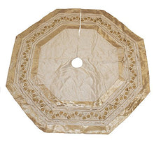 Load image into Gallery viewer, Kurt Adler 54-Inch Ivory Treeskirt with Gold Pinecones
