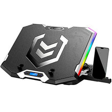 Load image into Gallery viewer, ICE COOREL Gaming Laptop Cooling Pad 15 -17.3 Inch, RGB Laptop Cooler Pad with 6 Cooling Fans, Laptop Cooling Stand with 6 Height Adjustable, Laptop Fan with LCD Screen, Two USB Ports, Phone Stand
