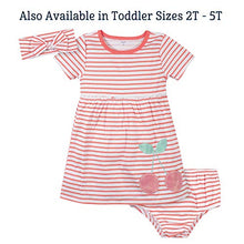 Load image into Gallery viewer, Gerber Baby Girls 3-Piece Dress, Diaper Cover and Headband Set, Doodles, 5T

