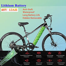 Load image into Gallery viewer, Electric Mountain Bikes for Adults 27.5'' Electric Bike 48v 500 w MTB Ebike with 13ah Hidden Removable Lithium Battery Moped Bicycle Professional 7 Speed Gears (Green)
