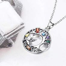 Load image into Gallery viewer, Tree of Life Necklace for Women, Sterling Silver Pendant, Jewelry Gift with Infinite Colorful Cubic Zirconia for Girlfriend Daughter
