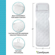 Load image into Gallery viewer, COMFYSURE Bath Cushion for Tub - Extra-Large Full Body Bath Tub Pillow &amp; Non-Slip Spa Bathtub Mat Mattress Pad with Super Thick Breathable 3D Mesh Layers - Great Back Support for Adults (48"x 15")
