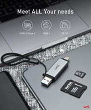 Load image into Gallery viewer, SD Card Reader, uni USB C Memory Card Reader Adapter USB 3.0, Supports SD/Micro SD/SDHC/SDXC/MMC, Compatible for MacBook Pro, MacBook Air, iPad Pro 2018, Galaxy S20, Huawei Mate 30, and More
