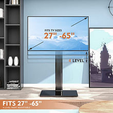Load image into Gallery viewer, Universal Floor TV Stand with Mount 80 Degree Swivel Height Adjustable and Space Saving Design for Most 27 to 65 inch LCD, LED OLED TVs, Perfect for Corner &amp; Bedroom HT1002B
