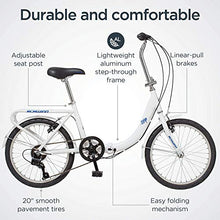 Load image into Gallery viewer, Schwinn Loop Adult Folding Bike, 20-inch Wheels, Rear Carry Rack, White
