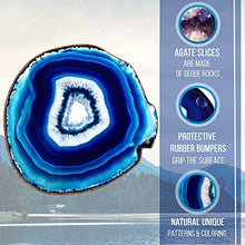 Load image into Gallery viewer, Blue Agate Coasters Set of 4 - 3.5"-4" - Brazilian Geode Crystal Decor - (3.5"-4" Blue)
