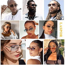 Load image into Gallery viewer, LASPOR Retro Rimless Rectangle Sunglasses for Women Men Tinted Lens Gold Metal Frameless Vintage Square Glasses UV400 Protection Green gradient
