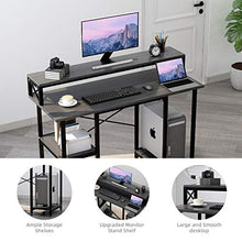 Load image into Gallery viewer, Computer Desk with Shelves - Writing Study Desk with Monitor Stand Shelf/Bookshelves/CPU Stand,Modern Study Table Stable Metal Frame Student Desk for Small Space Home Office Workstation(Black)
