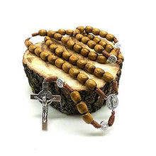 Load image into Gallery viewer, Catholic Rosary, St Benedict Rosary, 12 mm Wooden Catholic Prayer Beads from Medjugorje
