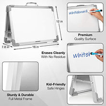 Load image into Gallery viewer, Desktop Foldable Whiteboard 16"x12" - Tabletop Dry Erase Board with Markers - Double Sided Small Magnetic Desk Whiteboard - Clean Portable White Board for Kids, Teachers, Students, Home, School
