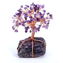Load image into Gallery viewer, Top Plaza Chakra Healing Crystals Copper Money Tree Wrapped On Natural Amethyst Base Feng Shui Luck Figurine
