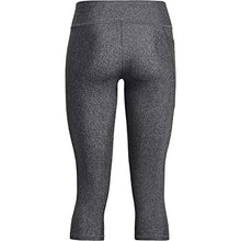 Load image into Gallery viewer, Under Armour Women's HeatGear Armour Mid No-Slip Waistband Pocketed Capri , Charcoal Light Heather (019)/White , Large
