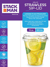Load image into Gallery viewer, Stack Man 12 oz. Clear Cups with Strawless Sip-Lids, [50 Sets] PET Crystal Clear Disposable 12oz Plastic Cups with Lids
