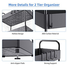 Load image into Gallery viewer, Under Sink Organizer, 2 Tier Under Sink Storage with Cleaning Brush 6 Hooks and 2 Hanging Cups, Waterproof Bathroom Organizer Under Sink for Kitchen,Bedroom,Cabinet,Cosmetics,Narrow Space
