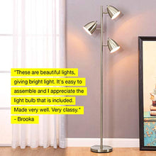 Load image into Gallery viewer, Brightech Jacob - LED Reading and Floor Lamp for Living Rooms &amp; Bedrooms - Classy, Mid Century Modern Adjustable 3 Light Tree - Standing Tall Pole Lamp with 3 LED Bulbs - Satin Nickel

