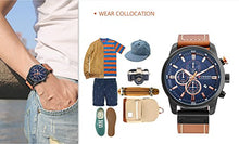 Load image into Gallery viewer, Mens Leather Strap Watches Classic Casual Dress Stainless Steel Waterproof Chronograph Date Analog Quartz Watch (Brown Black)
