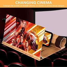 Load image into Gallery viewer, 【2020 Update Version】 12’’ Screen Magnifier for Cell Phone 3D Smartphone Screen Amplifier for Movies Videos and Gaming with Foldable Wooden Phone Stand Compatible with All Smart Phone
