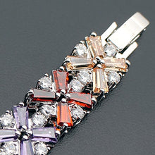 Load image into Gallery viewer, Hermosa Fashion Jewelry Tennis Bracelet Garnet Emerald Amethyst Morganite Peridot White Topaz Plated Silver Bracelets 7 inch (Multi Gemstone)
