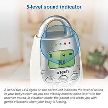 Load image into Gallery viewer, VTech DM221 Audio Baby Monitor with up to 1,000 ft of Range, Vibrating Sound-Alert, Talk Back Intercom &amp; Night Light Loop, White/Silver
