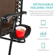 Load image into Gallery viewer, Best Choice Products 2-Person Double Wide Adjustable Folding Steel Mesh Zero Gravity Lounge Recliner Chair for Patio, Lawn, Balcony, Backyard, Beach, Outdoor Sports w/Cup Holders - Brown

