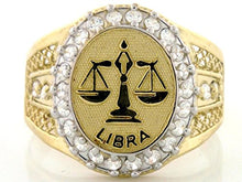 Load image into Gallery viewer, 10k Solid Yellow Gold Mens Zodiac CZ Ring - Libra (Style# 1932) - Size 10
