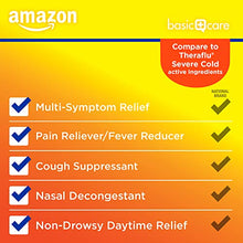 Load image into Gallery viewer, Amazon Basic Care Severe Cold &amp; Flu Relief, Green Tea &amp; Honey Lemon Flavors; Relieves Cough, Sore Throat Pain, Body Ache, Headache and Fever, 6 Count
