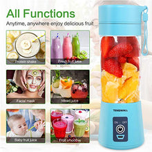 Load image into Gallery viewer, Portable Blender, Personal Size Blender USB Rechargeable with 6 Blades for Shakes and Smoothies, Mini Blender with 13oz Jucie Cup for Sports,Travel,Gym,home and office Blue
