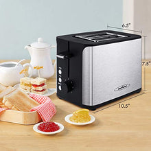 Load image into Gallery viewer, Toaster 2 Slice, Stainless Steel Bread Toaster, Extra Wide Slot Toaster with Bagel Gluten-Free Cancel Function 6-Shade Setting, Black
