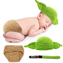 Load image into Gallery viewer, TIMSOPHIA Newborn Infant Baby Photography Prop Crochet Knit Hat Diaper Costume Set Handmade Cap Outfits Hat for Baby Shower(Green)
