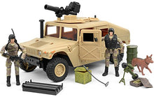 Load image into Gallery viewer, Click N' Play Military Humvee Vehicle 20 Piece Play Set with Accessories
