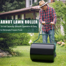Load image into Gallery viewer, ARNOT Lawn Roller, Heavy-Duty Garden Drum Roller Push/Tow Behind Water/Sand Filled Roller for Park, Garden, Yard, Ball Field, 16x20-Inch, Black, 60L/ 16 Gallons
