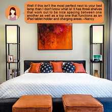 Load image into Gallery viewer, 3-in-1 Shelf Floor Lamp with 2 Fast Charging USB Ports and 1 Power Outlet, 3-Tiered LED Shelf Floor Lamp, Shelf &amp; Storage &amp; LED Floor Lamp Combination, Modern Standing Light for Living Room, Bedroom

