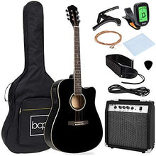 Load image into Gallery viewer, Best Choice Products Beginner Acoustic Electric Guitar Starter Set w/ 41in, All Wood Cutaway Design, Case, Strap, Picks, Tuner - Black
