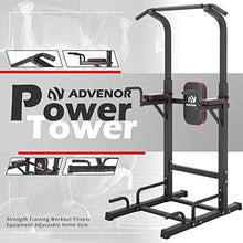 Load image into Gallery viewer, ADVENOR Power Tower Dip Station Pull Up Bar for Home Gym Dip Stands Strength Training Workout Equipment (RED)
