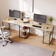 Load image into Gallery viewer, Bestier 95.5"L-shaped Desk with Storage Shelves,Adjustable 2 Person Desk L- shaped Corner Computer desk or Extra Long Desk with Shelves, Multi-Usage LargeTables Desk for Home Office Gaming Study (Oak)

