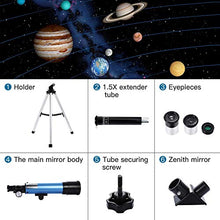 Load image into Gallery viewer, First Telescope for Kids &amp; Beginners, Portable Refractor Telescope 90x Magnification with Tabletop Tripod and Two Eyepieces - Best Gift for Kids to Explore Moon Space, View Wildlife, Watch Night-Sky
