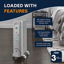 Load image into Gallery viewer, De'Longhi Comfort Temp Full Room Radiant Thermostat, 3 Heat Settings, Energy Saving, Safety Features, Nice for Home with Pets/Kids, 27" x 6.5" x 15.5", Light Gray
