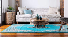Load image into Gallery viewer, Unique Loom Reza Area Rug, 5' x 8', Turquoise
