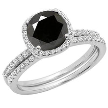 Load image into Gallery viewer, Dazzlingrock Collection 2.00 Carat (ctw) 14K Round Cut Black &amp; White Diamond Engagement Ring Set 2 CT, White Gold, Size 7
