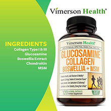 Load image into Gallery viewer, Glucosamine Sulfate Collagen Chondroitin Supplement with Boswellia, MSM, Bromelain, Quercetin and Methionine. Joint Support for Mobility. Aids Healthy Muscle, Cartilage, Bones, Hair, Skin and Nails
