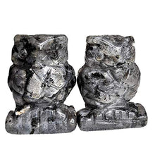 Load image into Gallery viewer, Gemgogo 2 Pcs Natural Black Labradorite Crystals and Healing Stones, Pocket Carved Owl Figurines Collectibles 1.5 Inches Room Decor Gemstone
