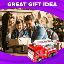 Load image into Gallery viewer, Toy Fire Truck with Lights and Sounds - 4 Sirens - Big Folding Ladder - Powerful Friction Wheels - Large Red Play Fire Engine Firetruck for Kids Toddlers Boys &amp; Girls - Bonus: 5 Toy Figures
