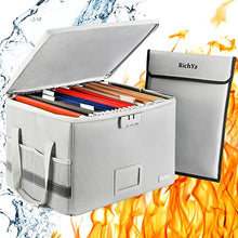 Load image into Gallery viewer, RichYa Fireproof Document Box with Lock, Foldable, with Handles, Waterproof and Fireproof Document Storage Box, for Storing Important Items such as Letters | Documents | Books | Certificates, etc.
