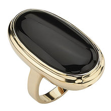 Load image into Gallery viewer, Palm Beach Jewelry 18K Yellow Gold Plated Oval Cut Natural Black Onyx Bezel Set Ring Size 7
