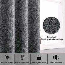 Load image into Gallery viewer, DWCN Ombre Blackout Patio Door Curtains - Damask Patterned Thermal Insulated Sliding Door Curtains - Extra Wide Grommet Drapes for Living Room Sliding Glass Door, 100 x 84 Inches, 1 Panel, Black
