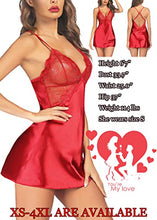 Load image into Gallery viewer, Avidlove Women Lingerie V Neck Nightwear Satin Sleepwear Lace Chemise Mini Teddy (4XL, A-red)
