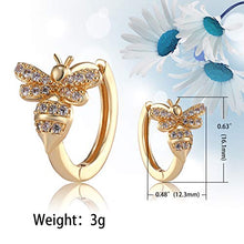 Load image into Gallery viewer, Richapex 18k Gold Plated Insect Earrings Cute Bumble Bee Cubic Zirconia Hoop Cuff Earrings Stud Hypoallergenic

