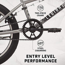 Load image into Gallery viewer, Mongoose Legion Mag Freestyle Sidewalk BMX Bike for Kids, Children and Beginner-Level to Advanced Riders, 20-inch Wheels, Hi-Ten Steel Frame, Micro Drive 25x9T BMX Gearing, Silver
