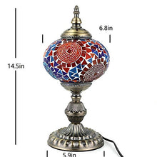 Load image into Gallery viewer, Kindgoo Turkish Mosaic Table Lamp Handmade Tiffany Style Glass Lamp for Living Room, Led Light Bulb Included (Multi-Colored)
